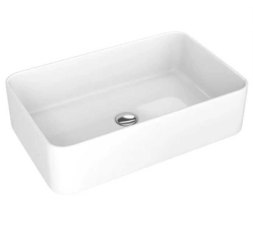 Тумба Sanflor Ингрид 80 с накладной раковиной Олимпия 56 напольная, белый матовый, швейцарский вяз