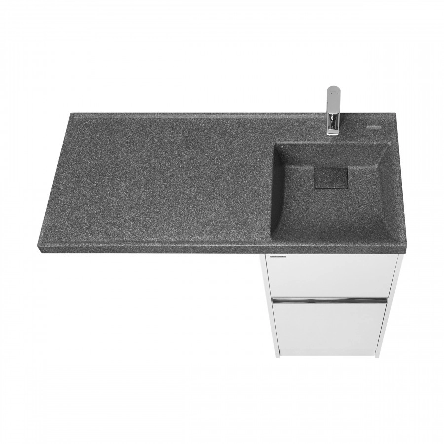 Тумба напольная Aquaton Лондри 40 с раковиной Лондри 105 под стиральную машину, R правая, графит