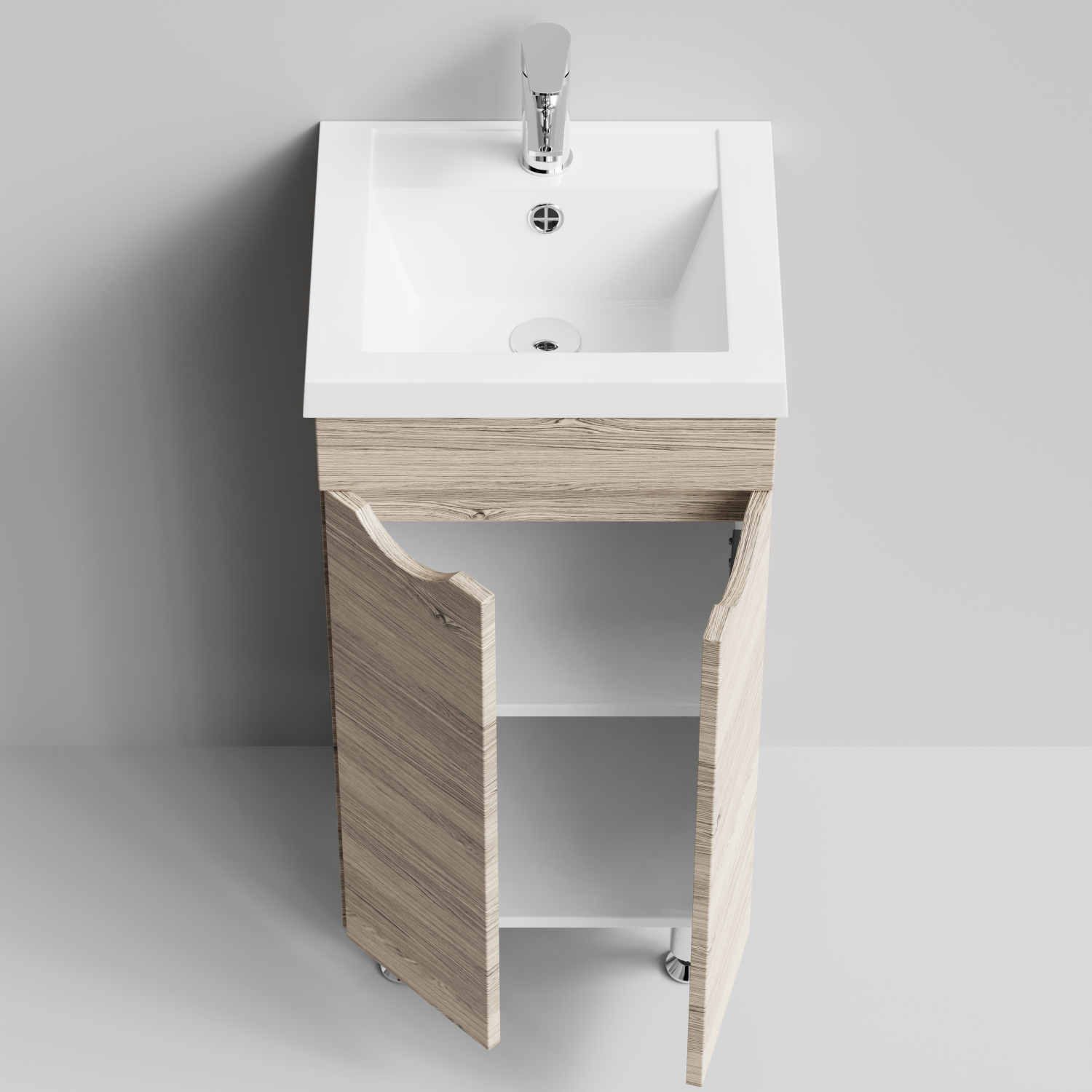 Тумба с раковиной Vod-ok Смайл 40 напольная, Дубослив ореховый светлый