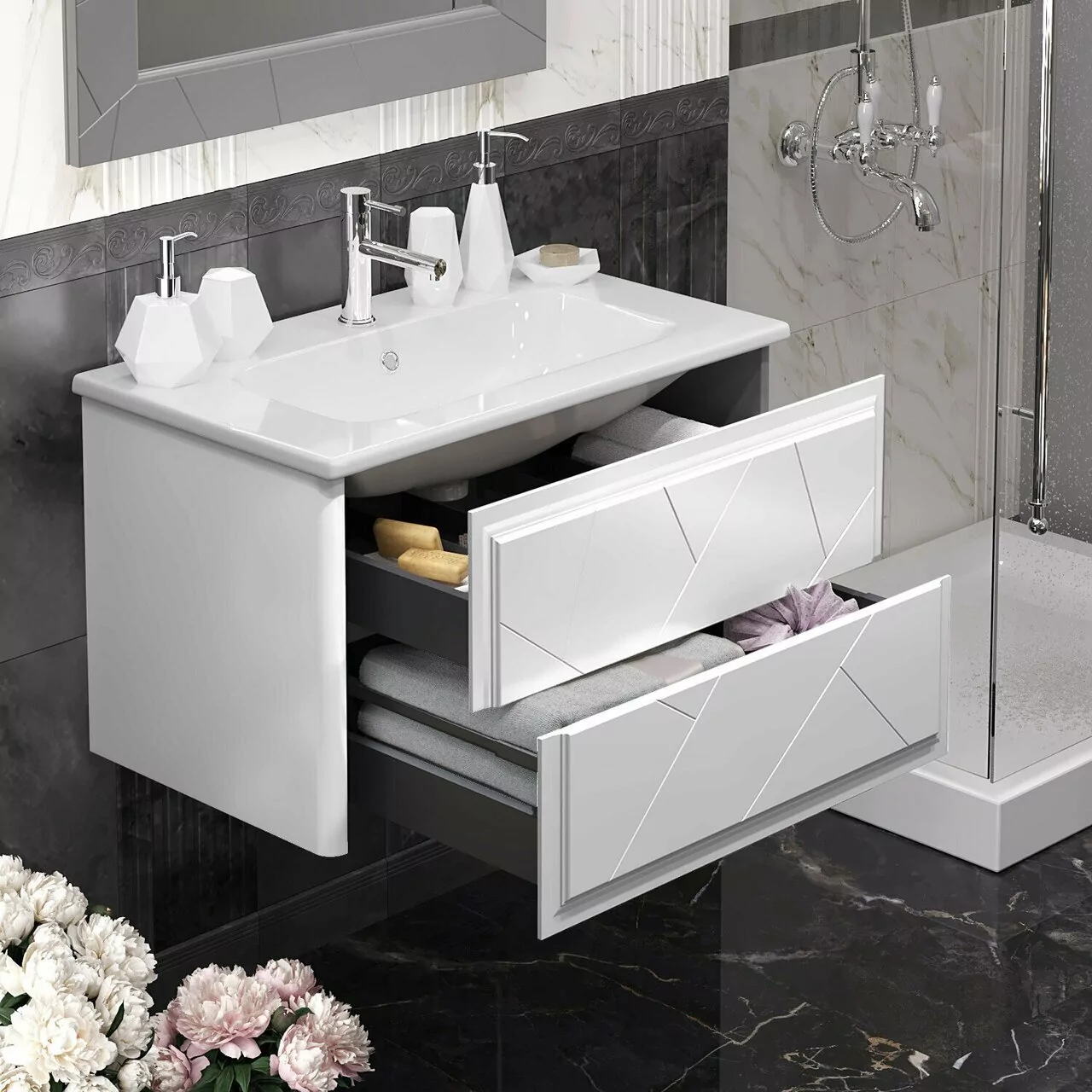 Тумба с раковиной Opadiris Луиджи 80 белый матовый