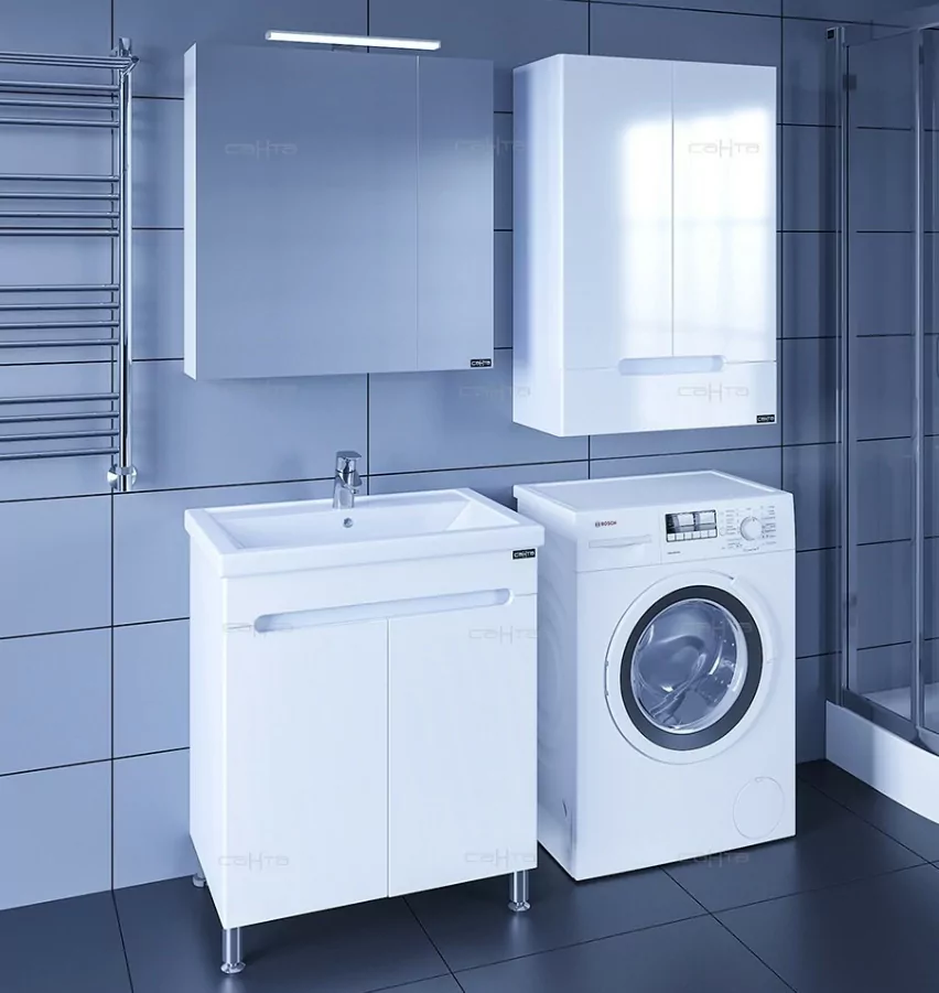 Тумба напольная Санта Лондон 70 с раковиной Фостер 70, 2 двери, белая