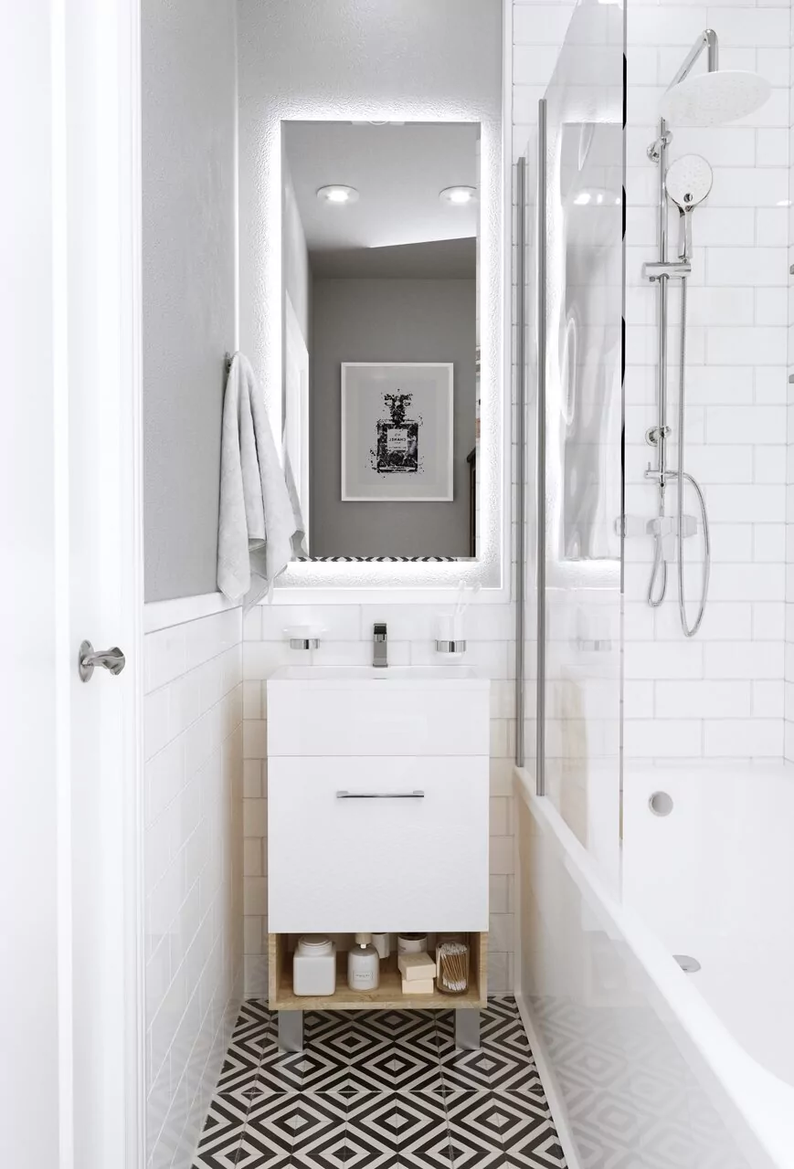 Тумба с раковиной напольная 1Marka July 50Н 1 дверь, белый/дуб сонома