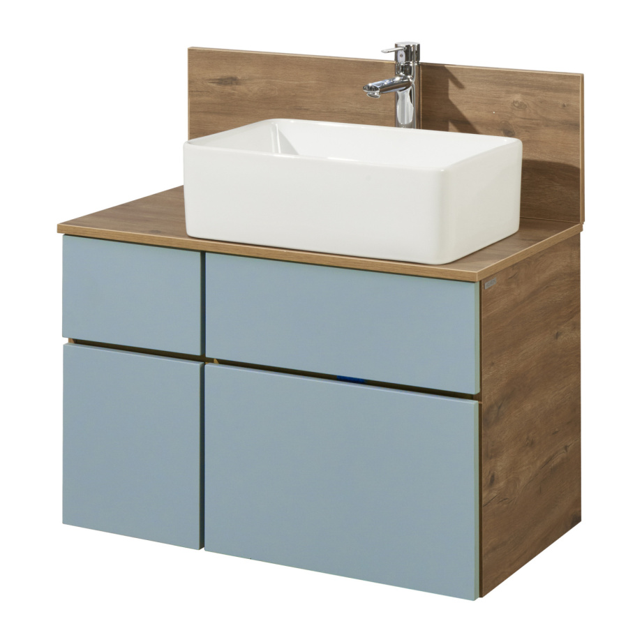 Тумба Aquaton Мишель 80 с раковиной Лола 60 подвесная, светлое дерево