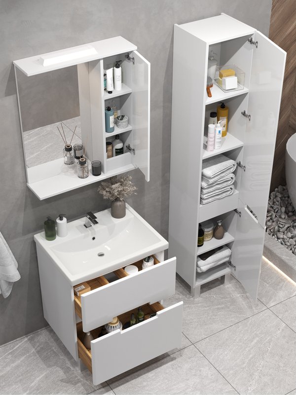 Пенал напольный/подвесной SanStar Ориана, универсальный, белый