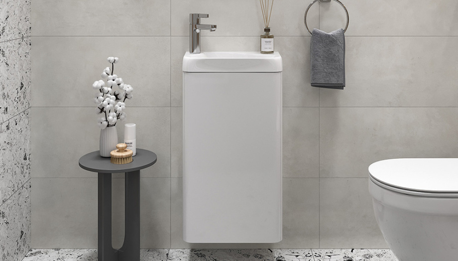 Тумба с раковиной подвесная Velvex Bio tp.BIO.BIO.MAXI.40.1D белый глянец, 40 см