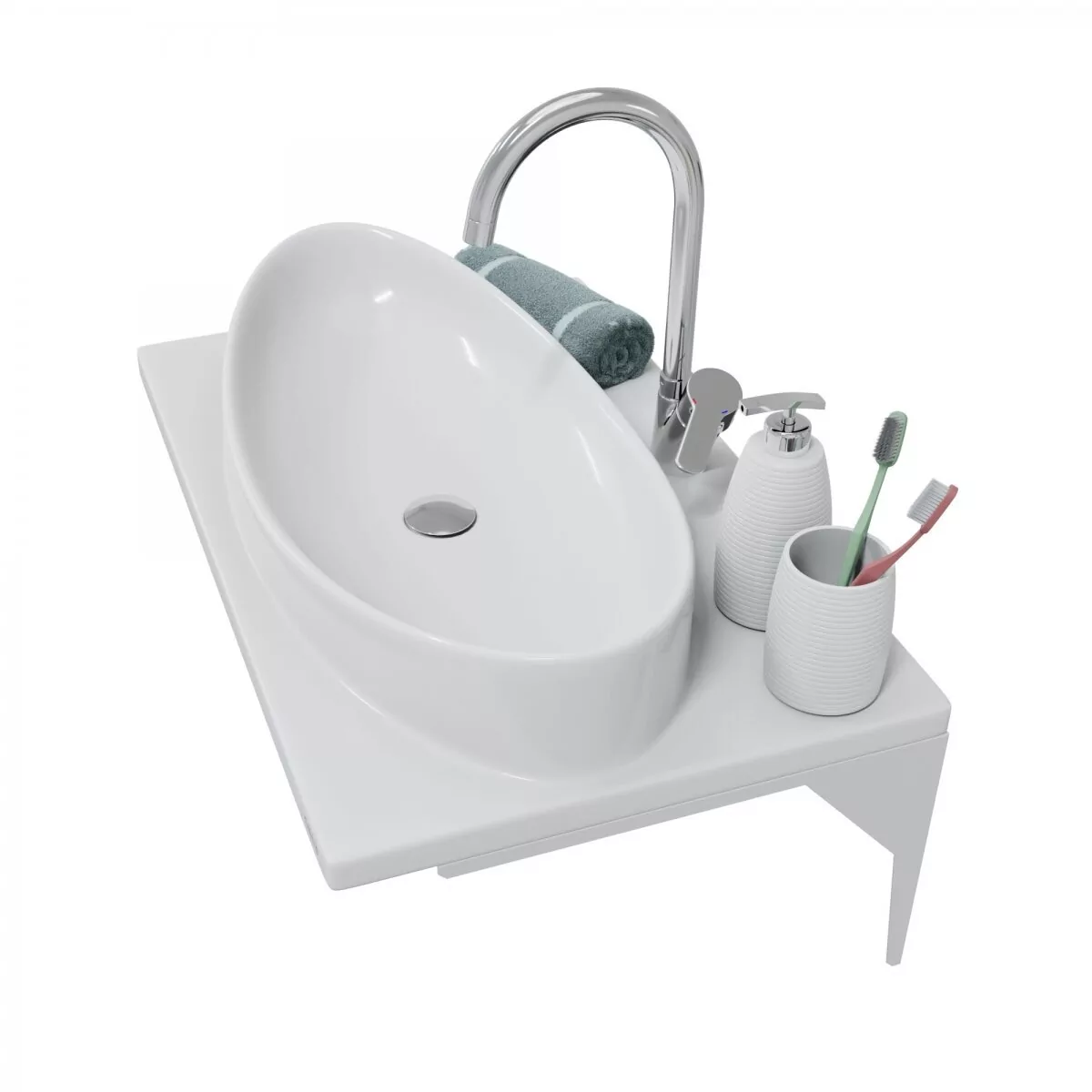 Столешница с раковиной Санта Вега 70 на кронштейнах, белая