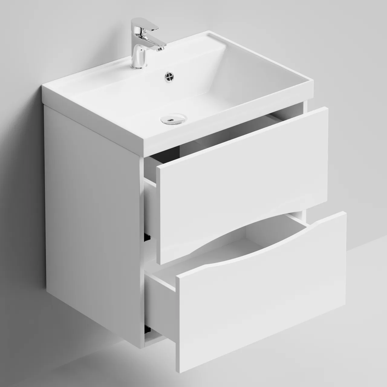 Тумба подвесная Vod-ok Лайт 60 с раковиной Classica 60, белая + 13 цветов