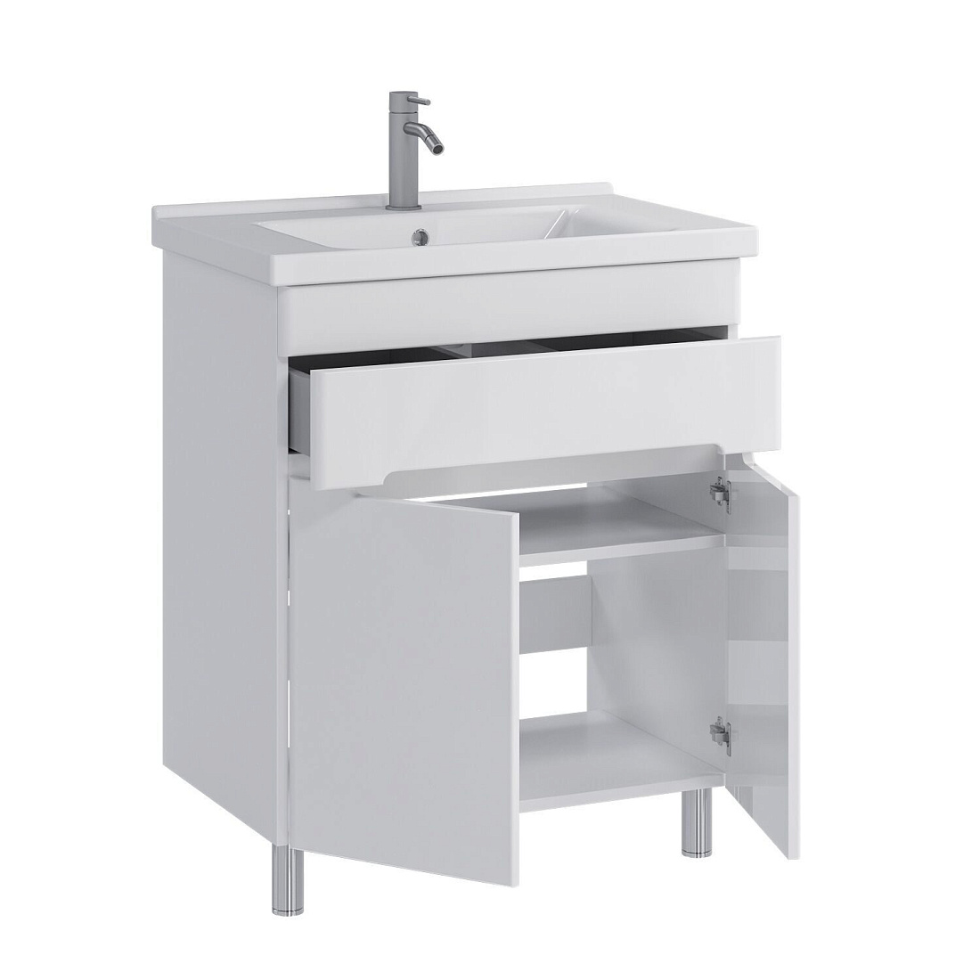 Тумба напольная SanStar Модена 70 с раковиной Миранда 70 белая