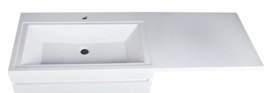 Тумба напольная Style Line Даллас 140 Люкс Plus ПВХ с раковиной Даллас 140 под стиральную машину, два ящика, левая, белая