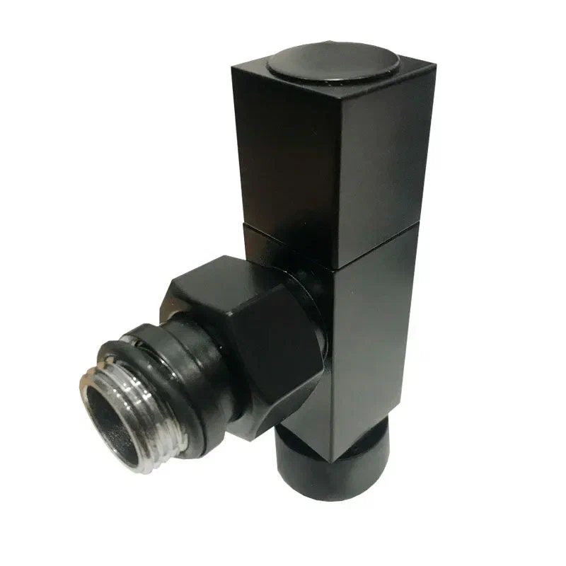 Кран для полотенцесушителя / вентиль угловой Energy, 1/2'' - 3/4'', цвет черный, ручка квадрат - 2 шт.