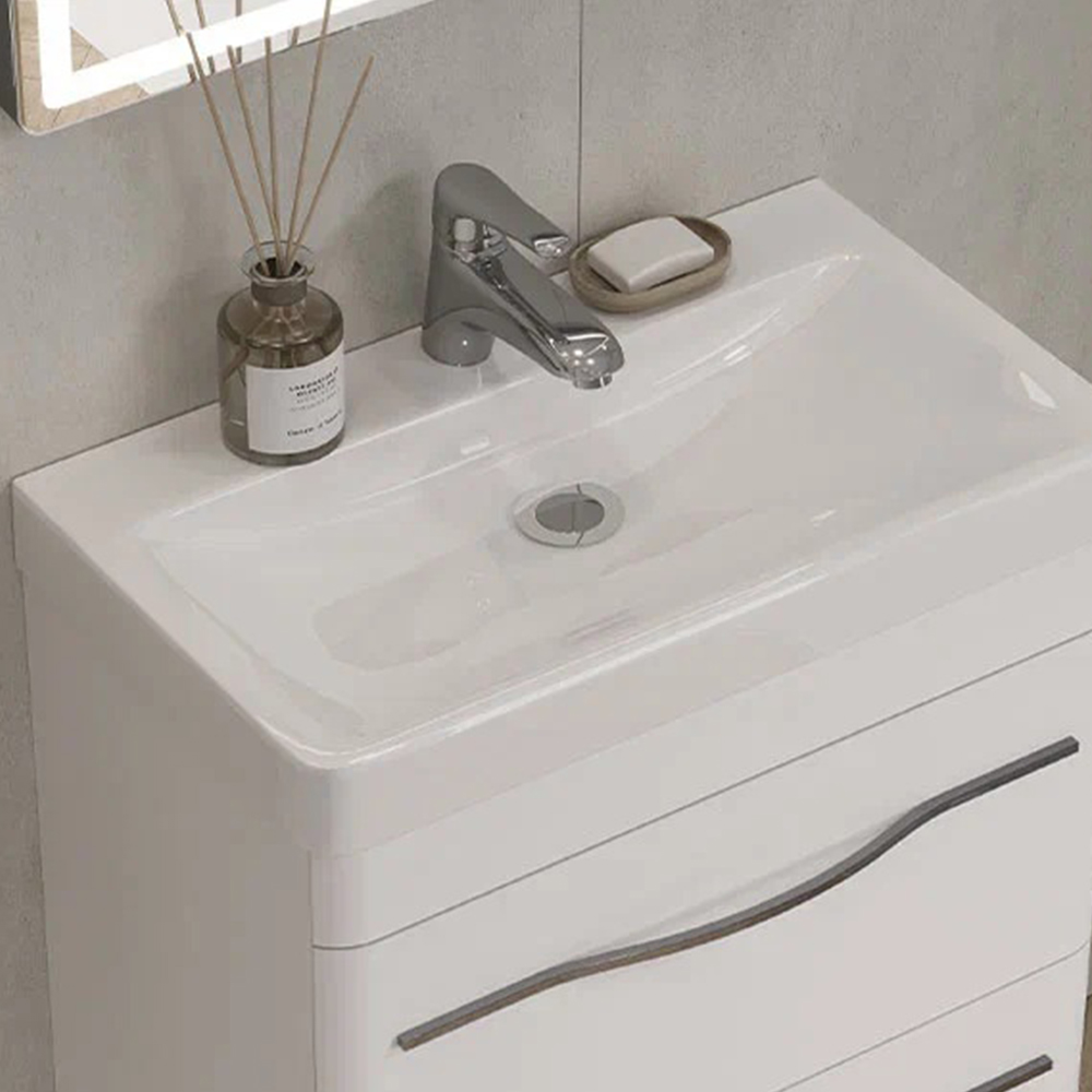 Тумба с раковиной подвесная Velvex Jill tp.JIL.9595.60.2Y белый матовый, 60 см