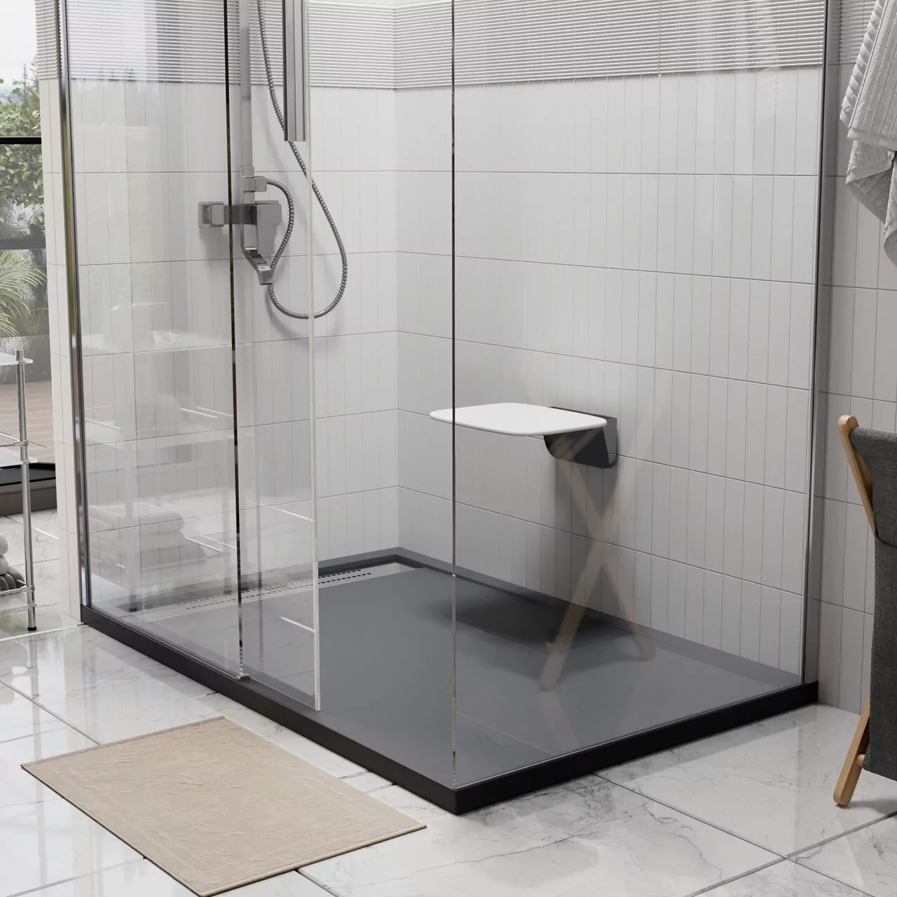 Поддон для душа WasserKraft Wiese 84T06 120х80 прямоугольный, из искусственного камня, серый матовый