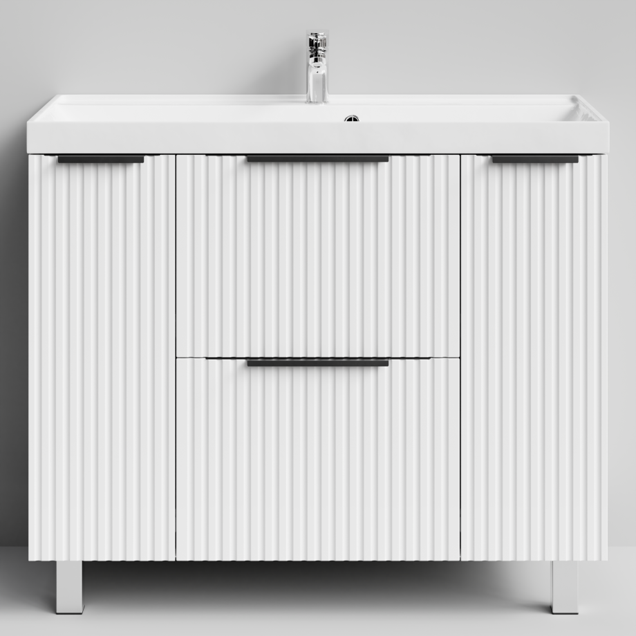 Тумба с  раковиной Vod-ok Дольче 100 2 ящика 2 двери, напольная, белая + 13 цветов