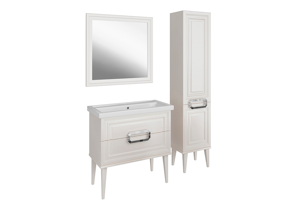 Пенал ASB Woodline Летиция 40 R напольный, белый, ручки хром