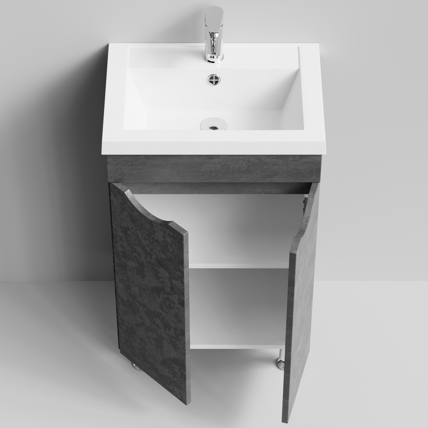 Тумба с раковиной Vod-ok Смайл 50 напольная, Серый камень