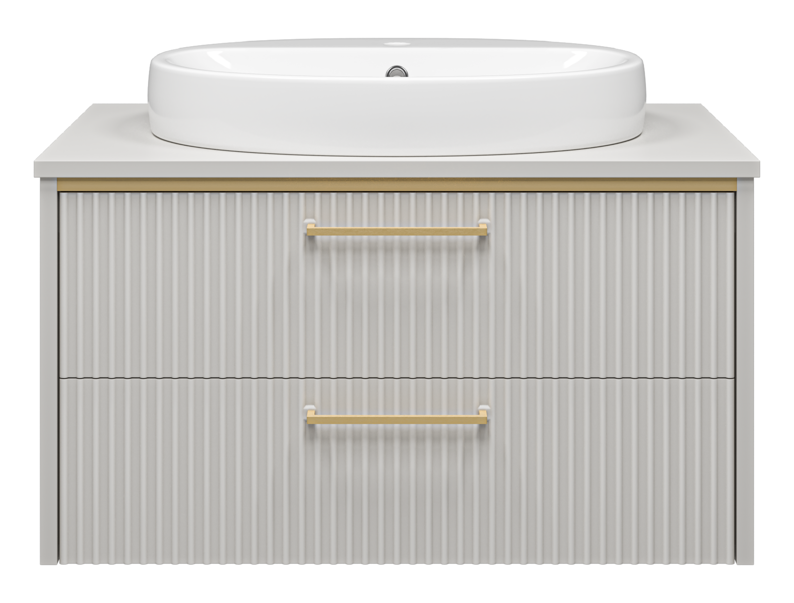 Тумба с раковиной Brevita Elche 80 подвесная, серый/патина золото