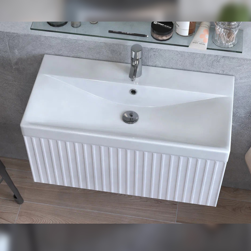 Тумба с раковиной подвесная Velvex Compo tp.COM.9696.80.1Y белый глянец, 80 см