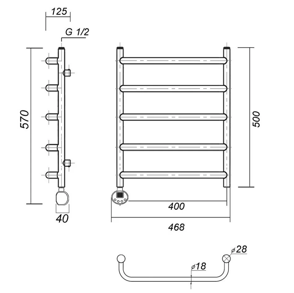 Полотенцесушитель электрический Domoterm Стефано П5 400x500 АБР EL, античная бронза