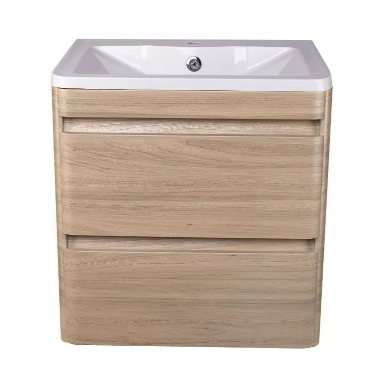 Тумба подвесная Style Line Атлантика 60 Plus Люкс с раковиной Атлантика 60, ясень перламутр