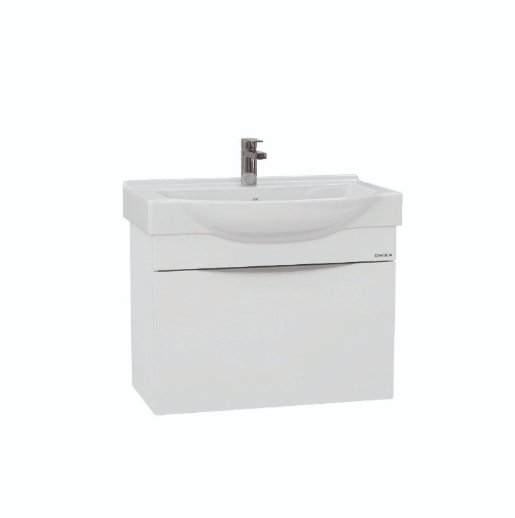 Тумба Onika Навиа 80 с раковиной Беверли 80 подвесная, белая