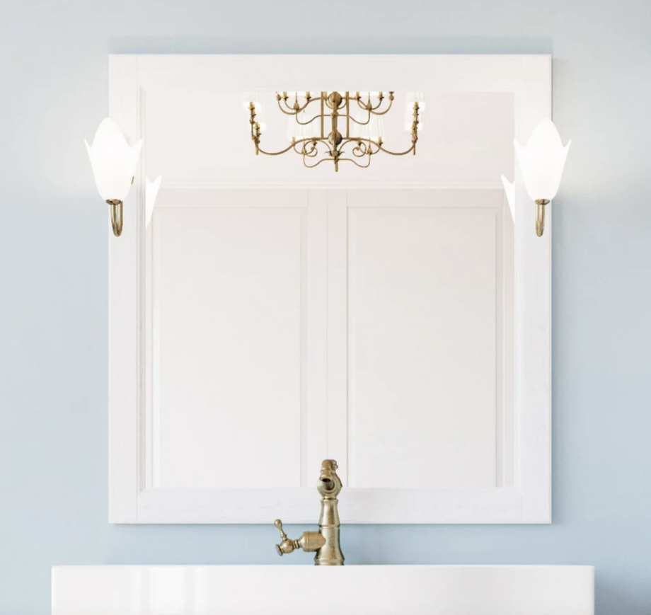 Зеркало ValenHouse Лиора 90 белый, бронза