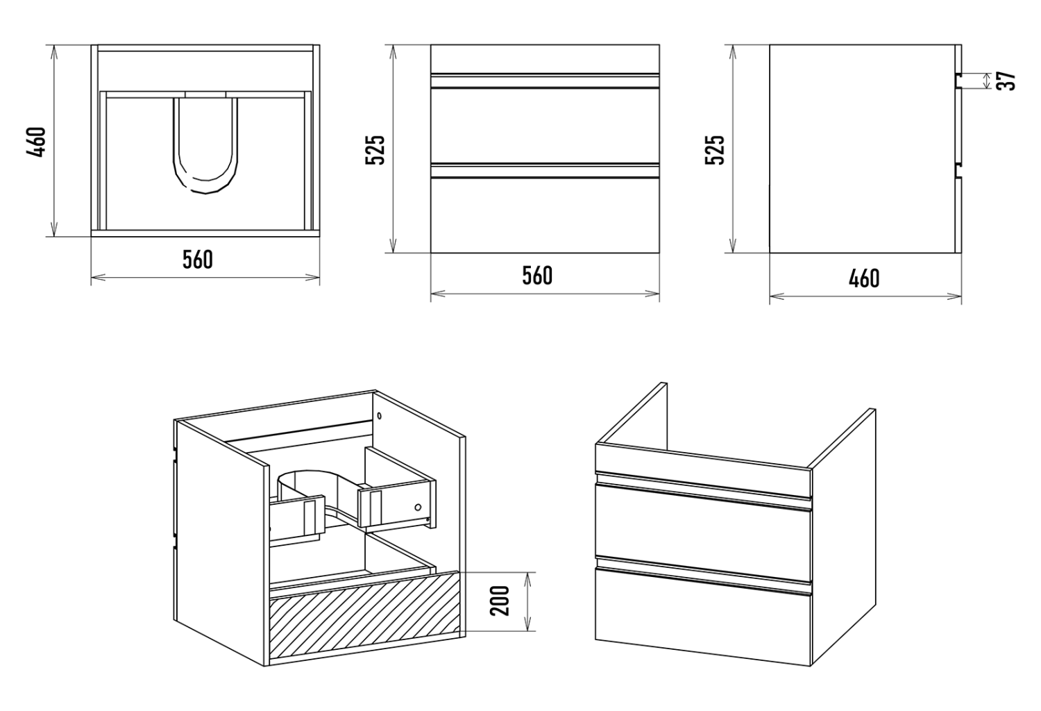 Тумба с раковиной Misty Ингрид 60 подвесная, белый