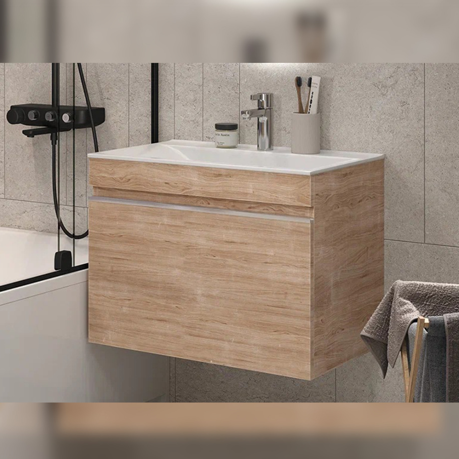 Тумба с раковиной подвесная Velvex Pulsus tp.PUL.PUL.70.1Y дуб сонома, 70 см