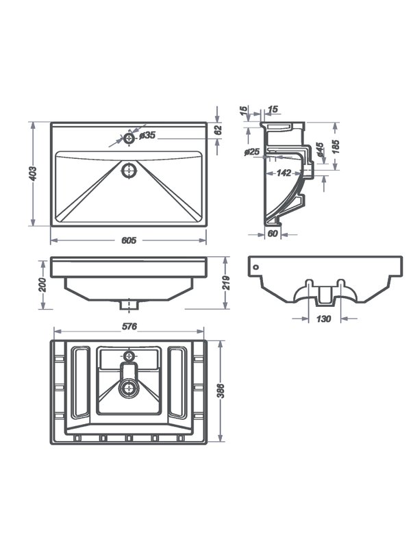 Тумба напольная SanStar Diva 60 с раковиной Фест 60 Дуб вотан, графит софт