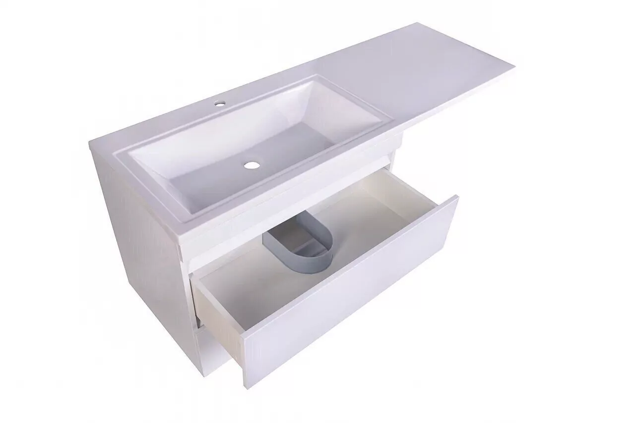 Тумба подвесная Style Line Даллас 140 Люкс Plus Эмаль с раковиной Даллас 140 под стиральную машину, два ящика, левая, белая от магазина Vanna-Vanna.ru!