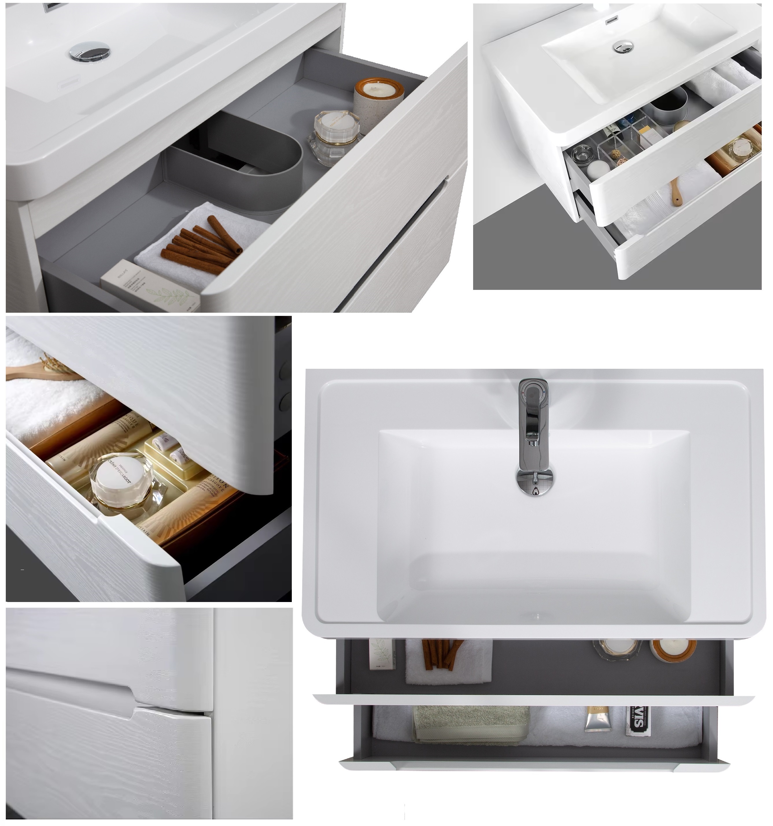 Тумба с раковиной Parly River 80 подвесная, лилейно белый