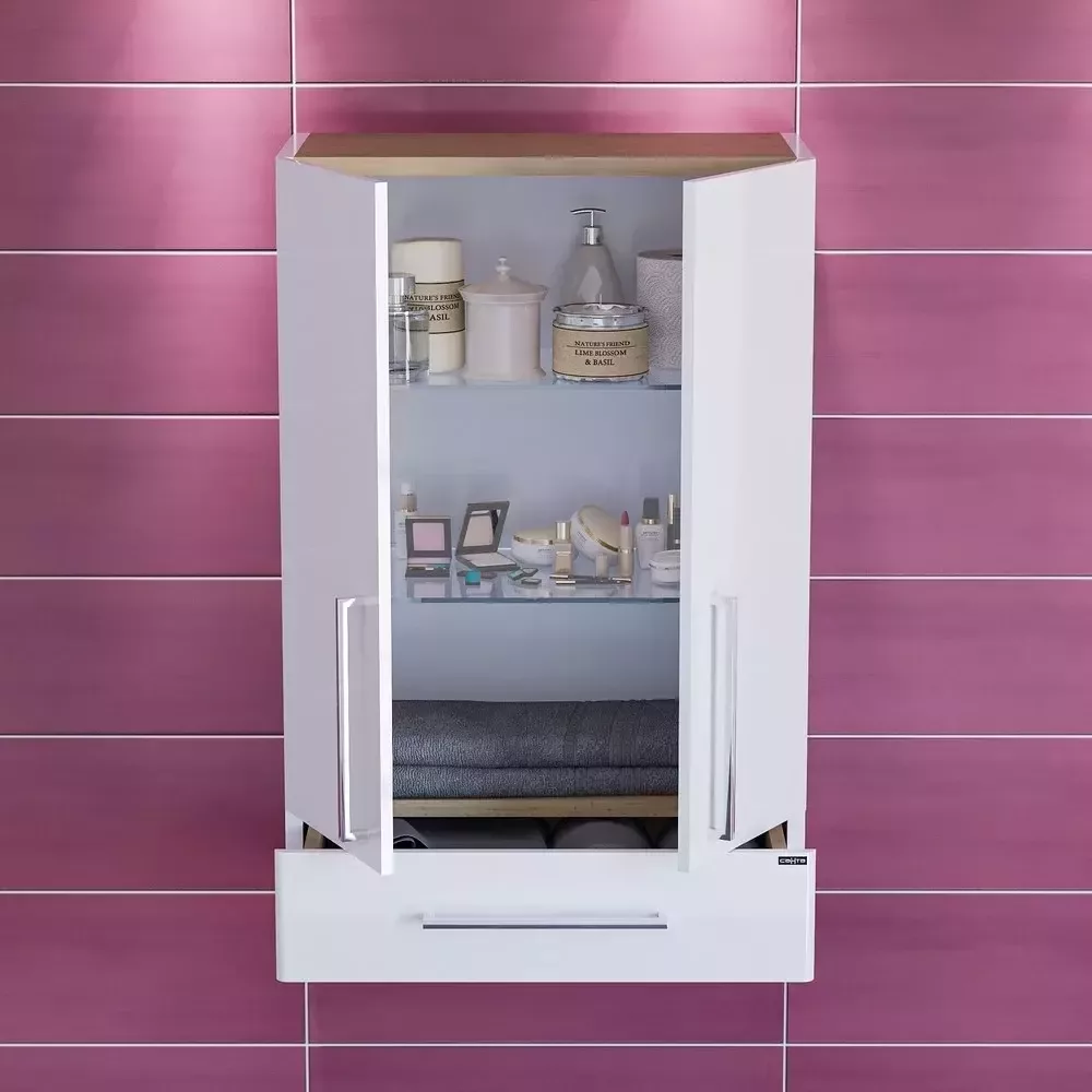 Шкаф навесной Санта Вегас 60 с ящиком, белый