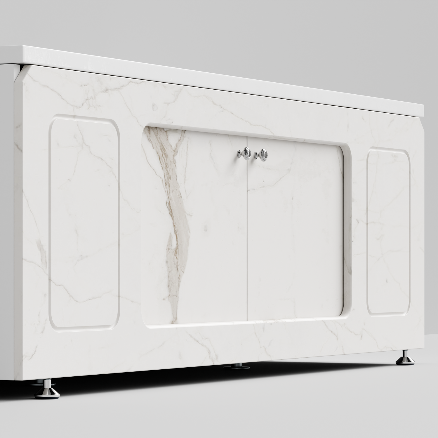 Экран под ванну Vod-ok Лидер 170 раздвижной Мрамор Белый натур милк