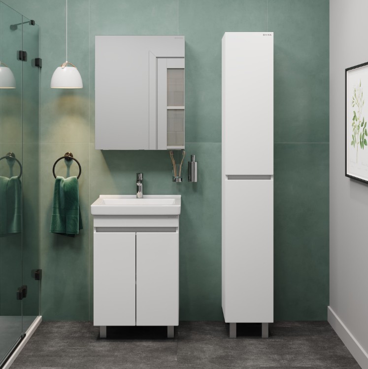 Тумба с раковиной Onika Милтон Квадро 55 напольная, белый, (разборная)