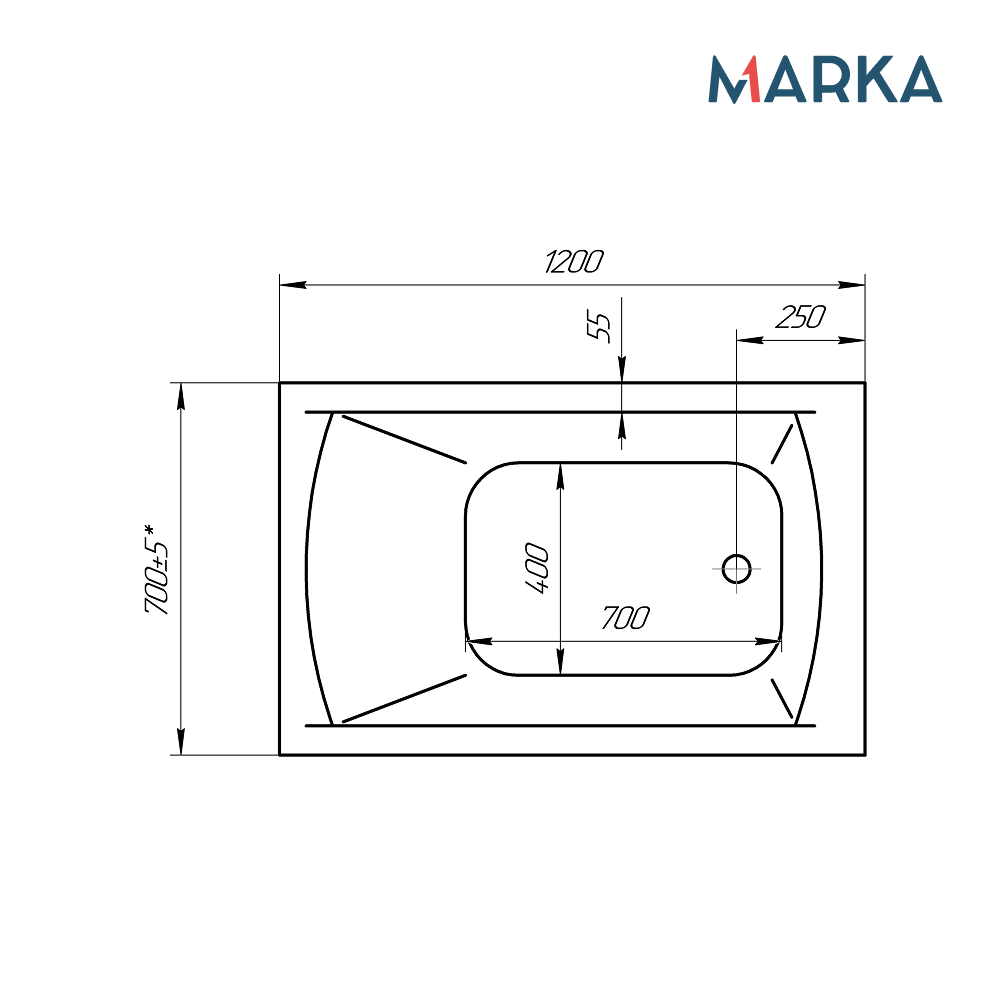 Ванна 1Marka MODERN 120х70 Комплект Стандарт 1+