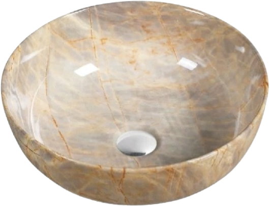 Раковина SantiLine SL-7026 накладная, коричневый мрамор