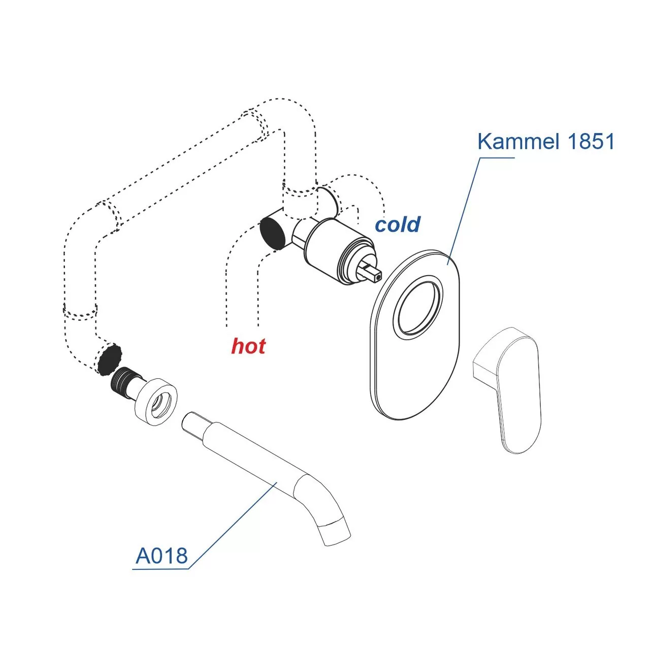 Смеситель для раковины WasserKraft Kammel A18583 хром