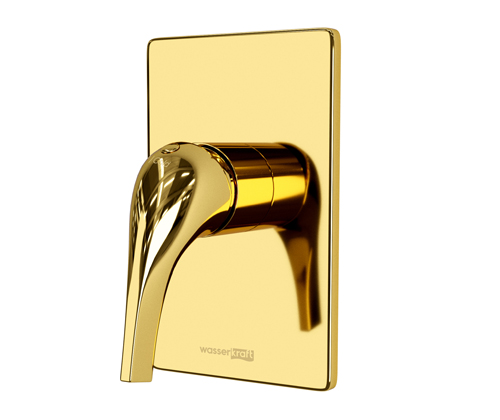 Смеситель WasserKRAFT Sauer 7151 встраиваемый, на 1 выход, глянцевое золото