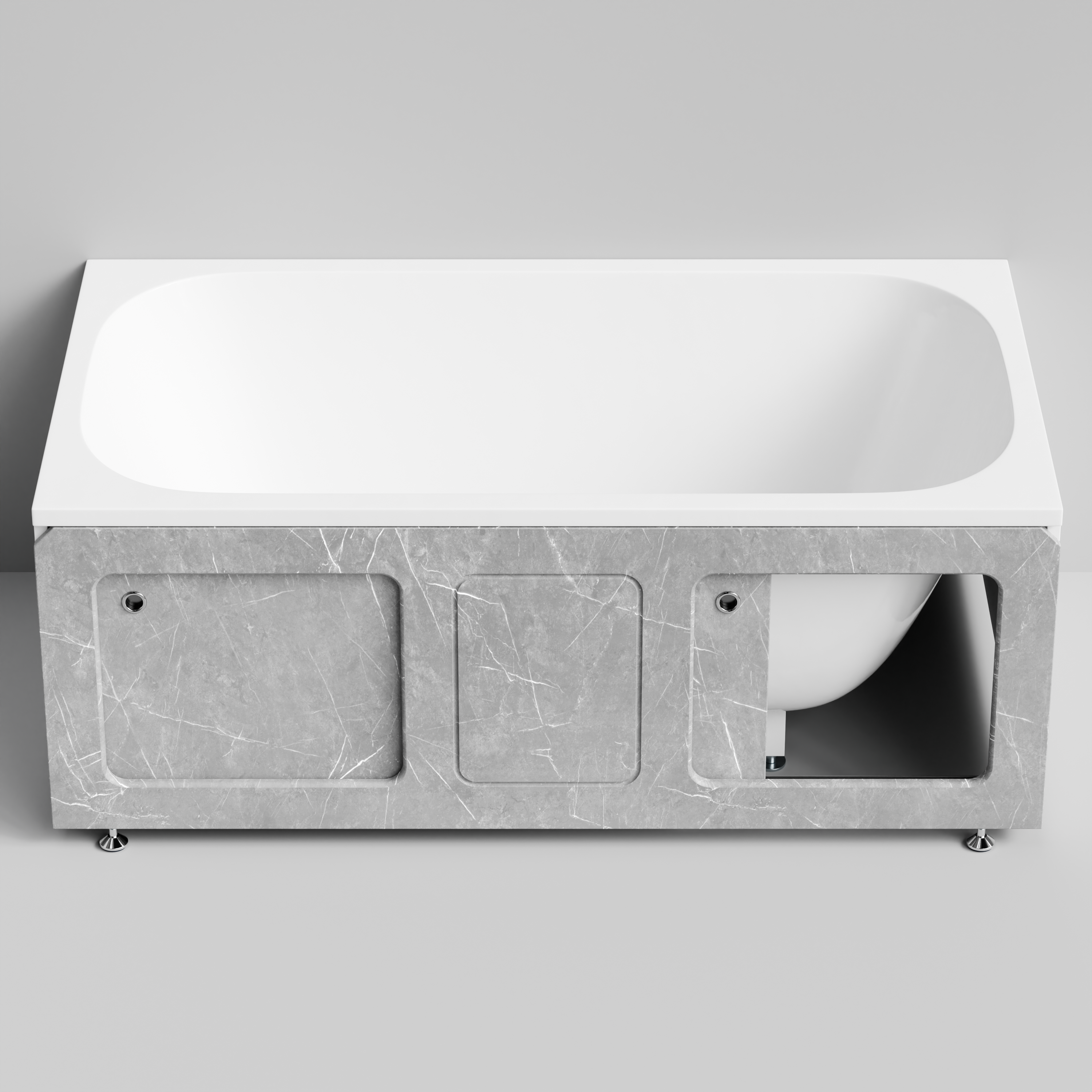 Экран под ванну Vod-ok Хит 150 раздвижной Мрамор Белый софт тач