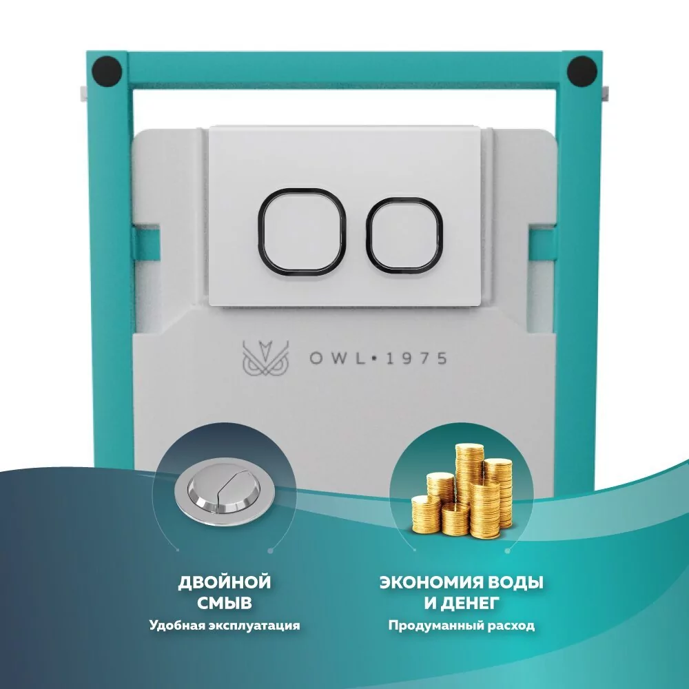 Кнопка смыва Owl 1975 Glas White, Knapp08GW, механическая, белый глянец