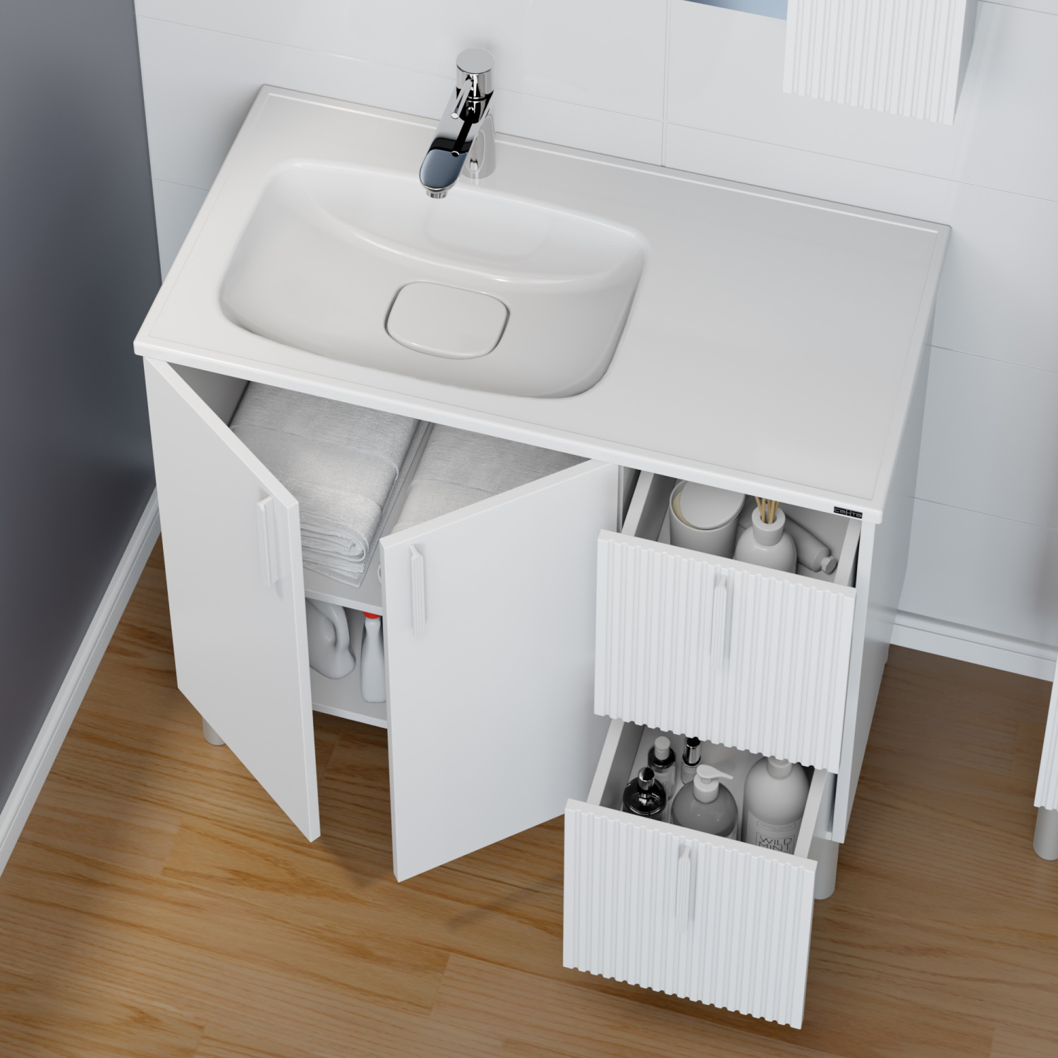 Мебель для ванной Санта Вега 90 комплект, напольный, белый