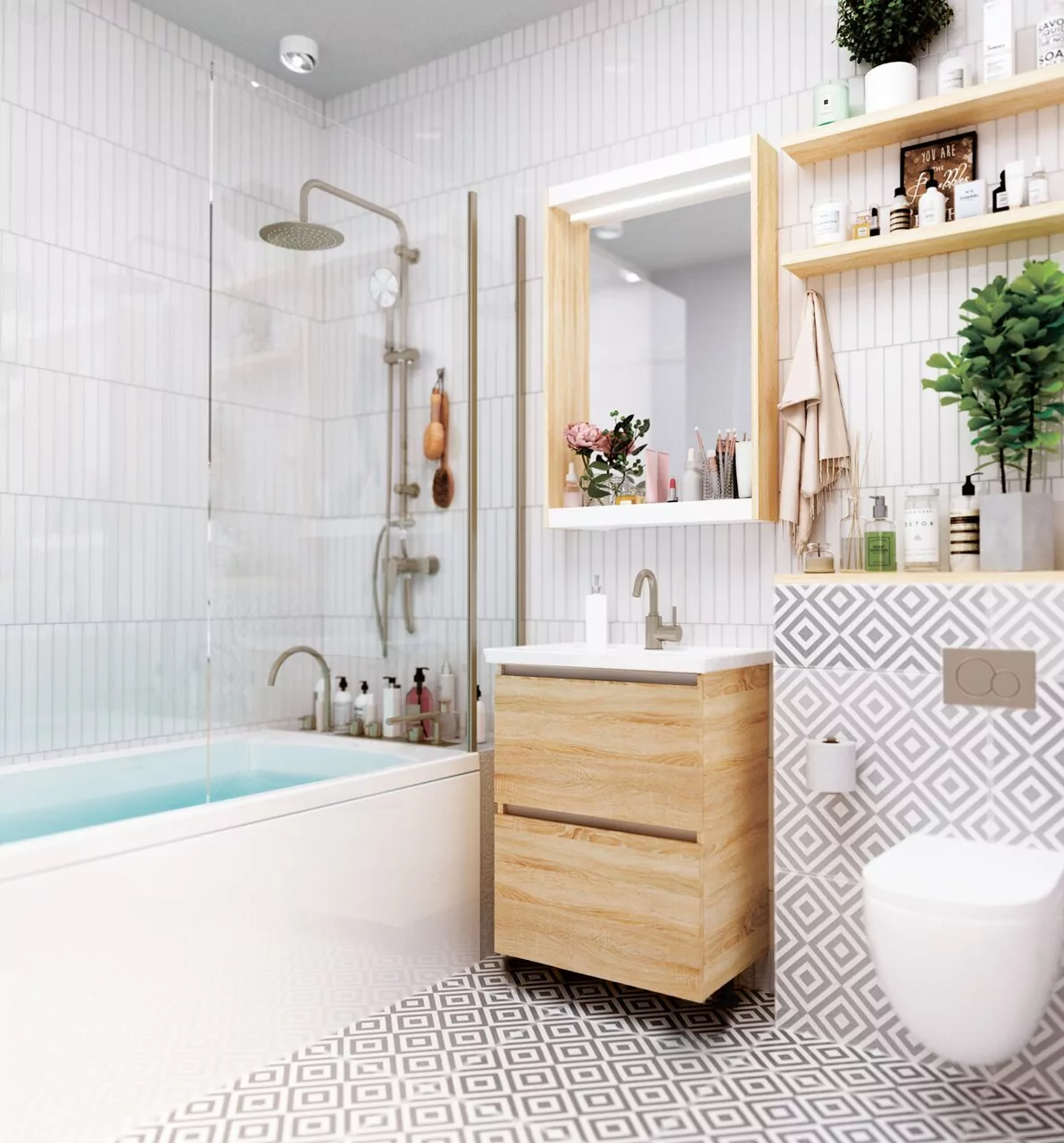 Тумба подвесная 1Marka New Aris 70П с раковиной Como 70, 2 ящика, дуб сонома