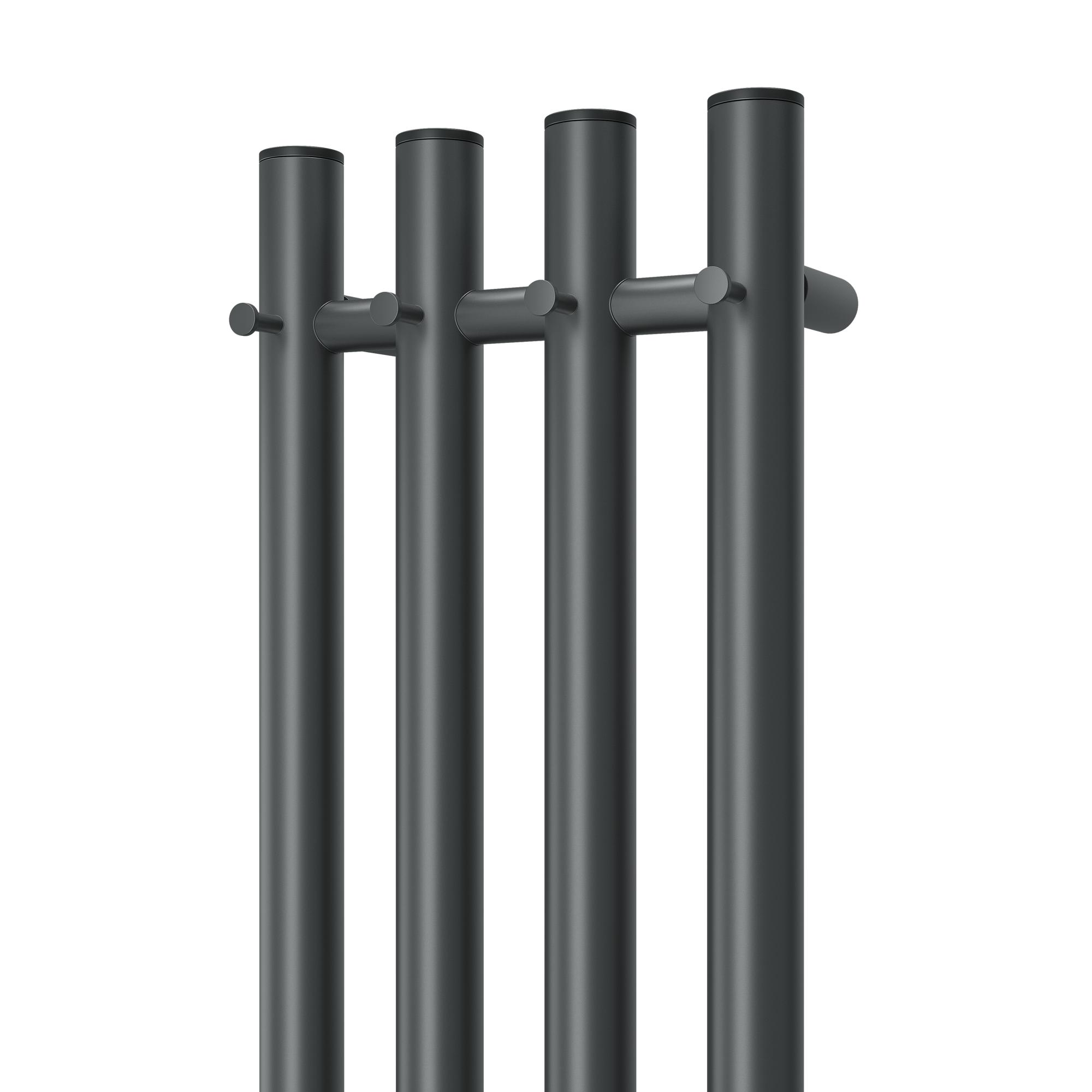 Полотенцесушитель электрический APEXTERMO Luna LN10113GF 1100x180 с крючками, графит металлик