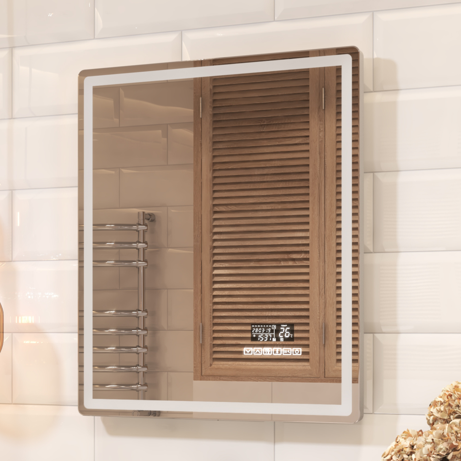 Зеркало Vigo Geometry Media 60 свет, сенсор, часы, антизапотевание