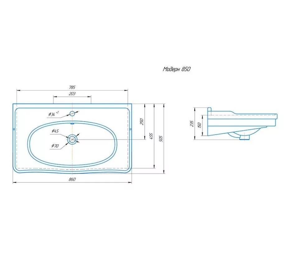 Тумба Corozo Манойр с раковиной Modern 85 напольная, белая