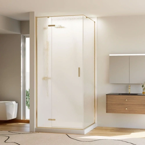 Душевой угол Veconi Rovigo RV-073RG/L, 1000х800х1950, золото брашинг, стекло дождь от магазина Vanna-Vanna.ru!