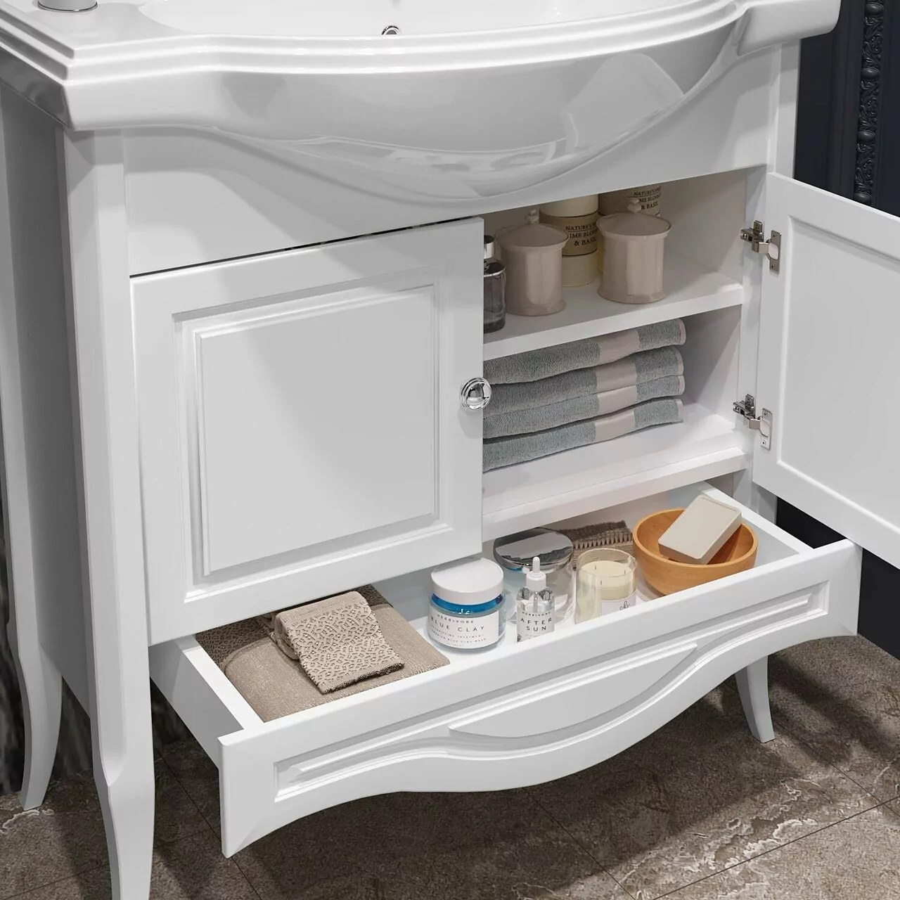 Мебель для ванной Opadiris Брунелла 80 комплект, напольный, белый