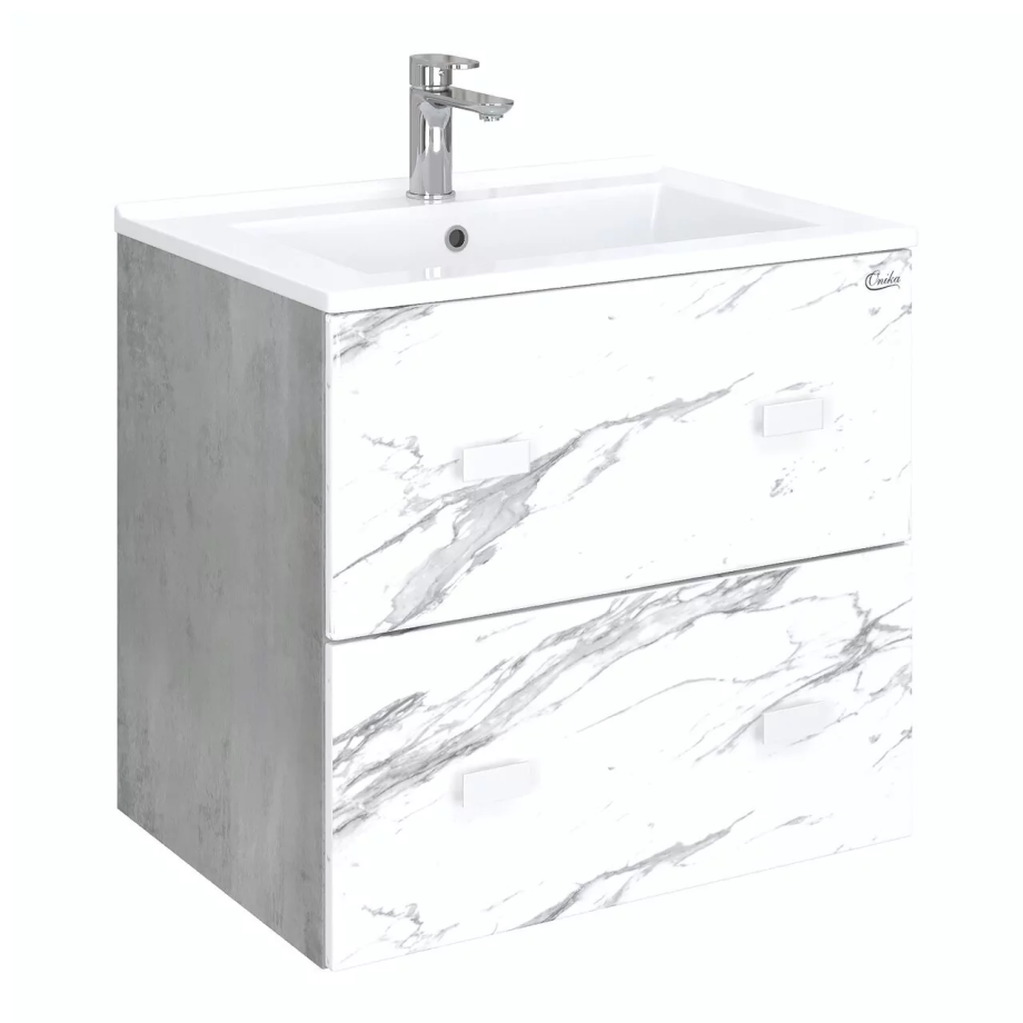 Тумба с раковиной Onika Марбл 65.13 подвесная, мрамор/камень бетонный