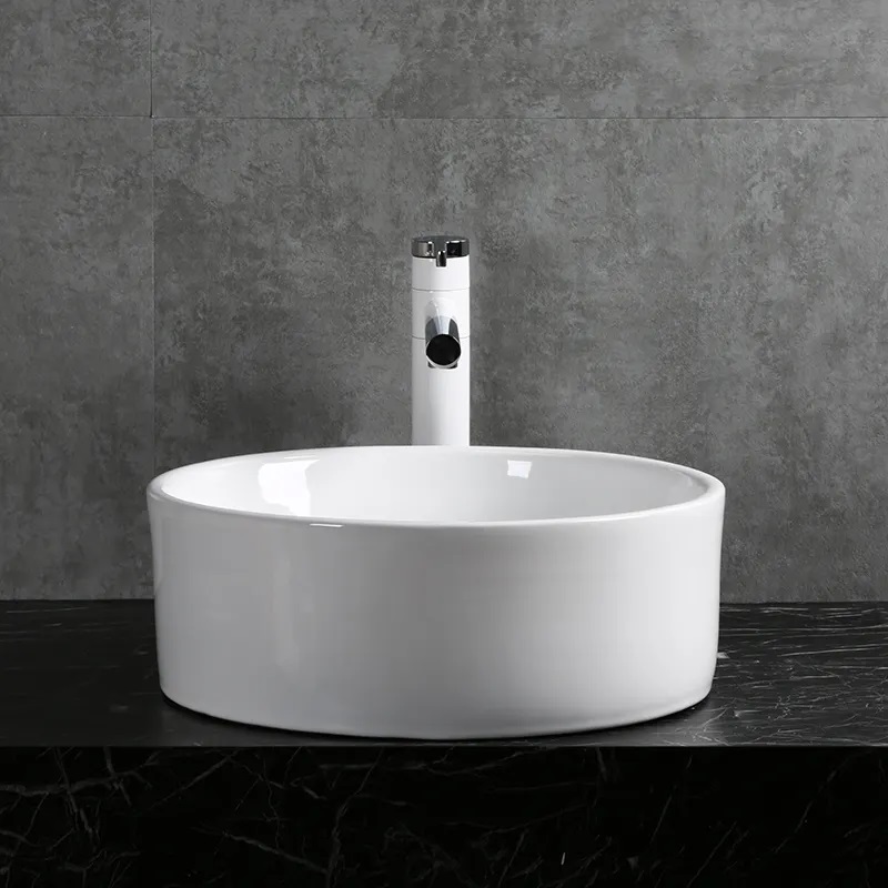 Раковина Ceruttispa CR7022 накладная, белая, круглая, с переливом 420х420х170