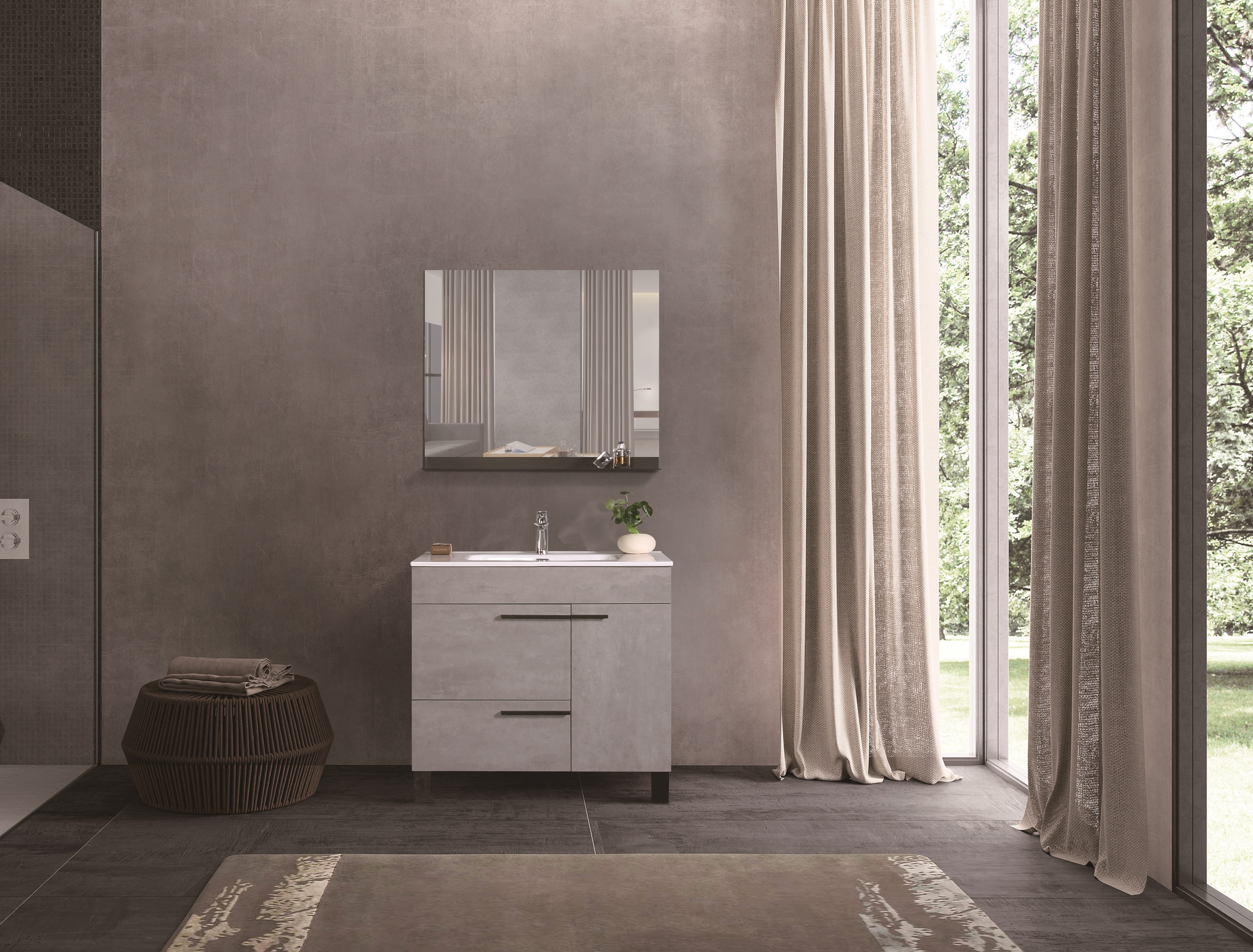 Тумба с раковиной Parly Gill 60 напольная, цементно серый