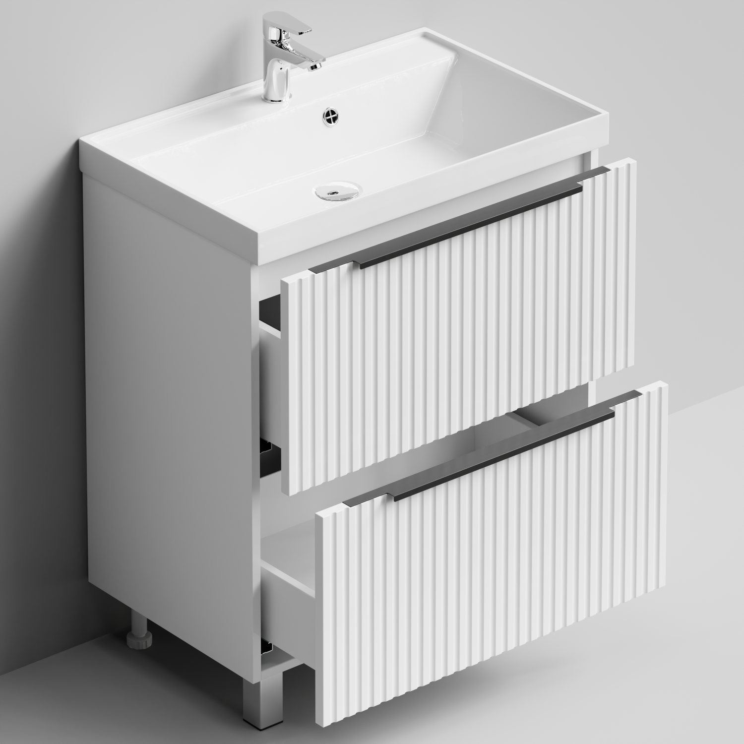 Тумба с раковиной Vod-ok Дольче 70 2 ящика, напольная, белая + 13 цветов